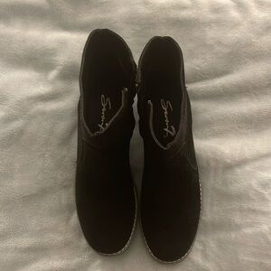 Faux Suede Black Ankle Boots Size 11